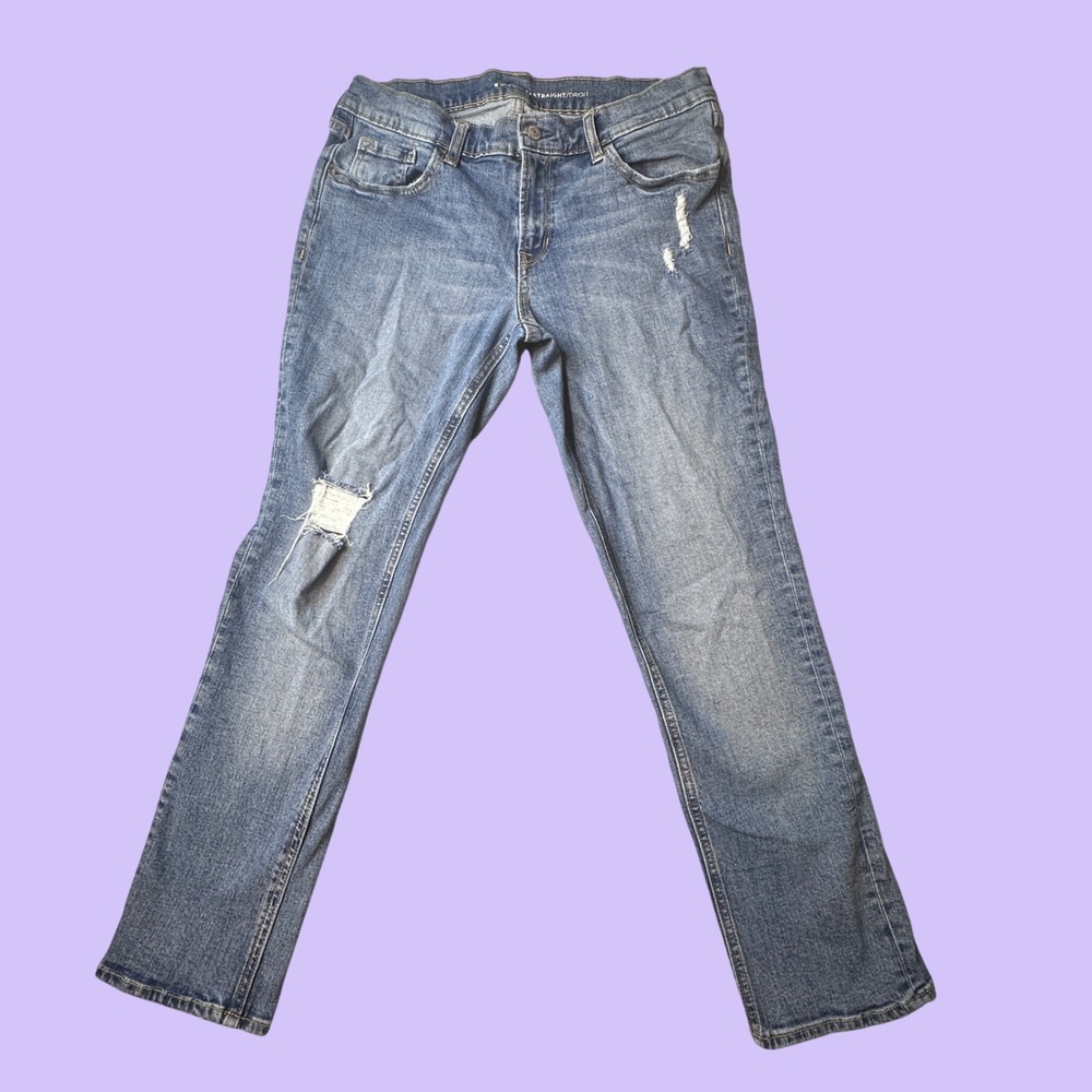 Old Navy Jeans Womens 8 Blue Boyfriend Straight Distressed Denim Pants